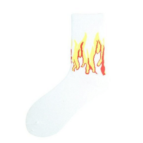 chaussette blanche motif flamme