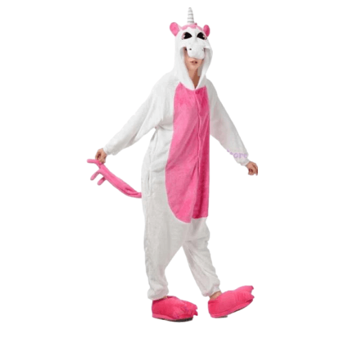 combi pyjama rose et blanc motifs licorne pour fille