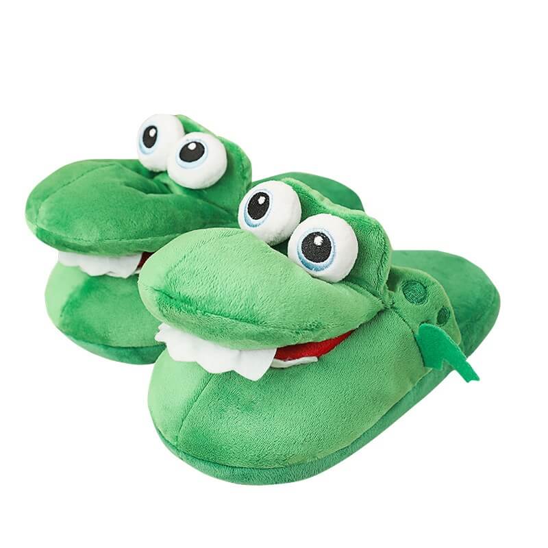 chaussons dinosaure vert grosses dents