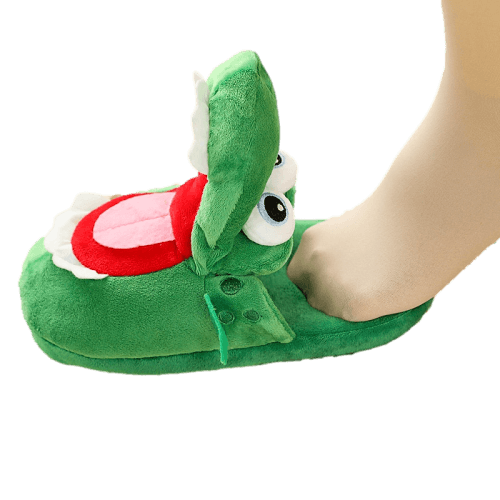 chaussons dinosaure vert pied