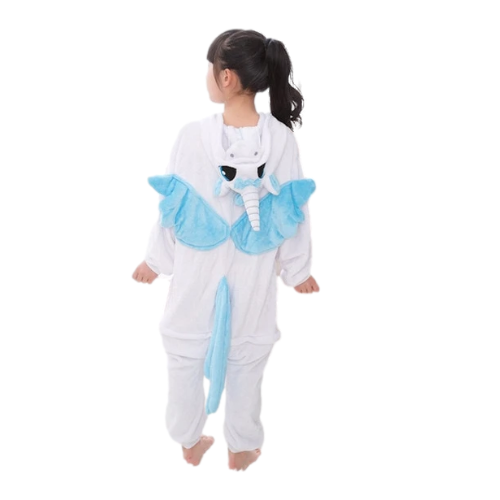 combinaison pyjama licorne ailee enfant bleu et blanc