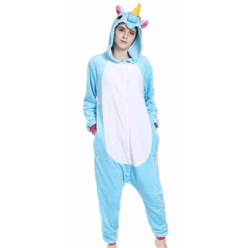 pyjama combinaison licorne bleu