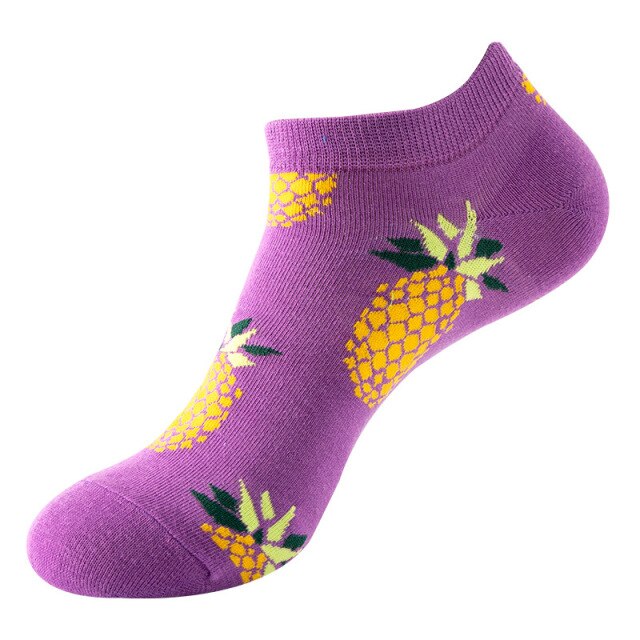 chaussette violette basse avec des ananas
