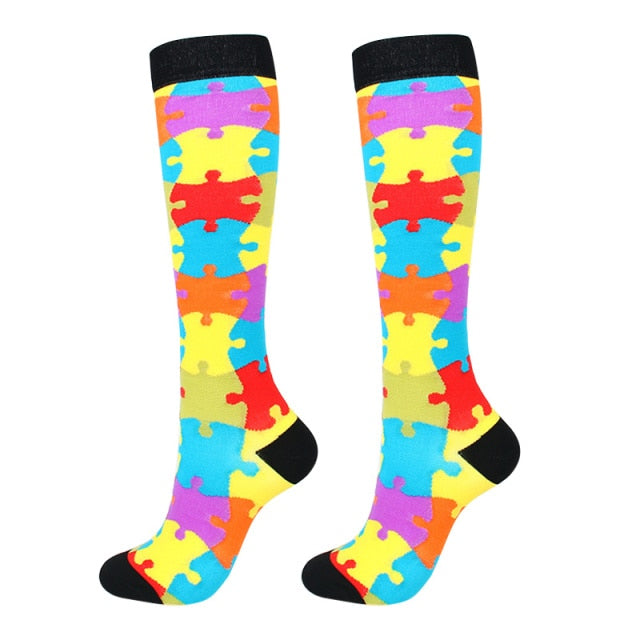 chaussettes fantaisie puzzle multicolore
