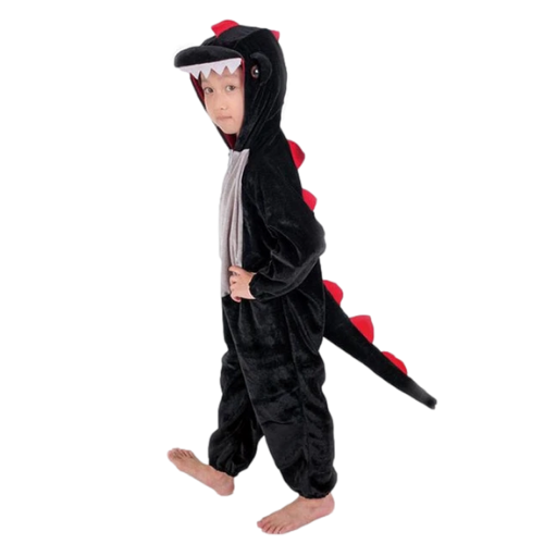 Combinaison Pyjama Enfants Rouge Dinosaure Capuche Garçon & Fille